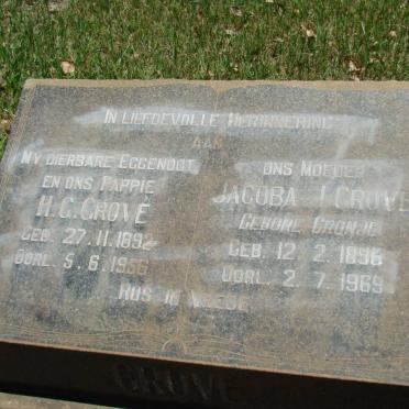 GROVE H.G. 1892-1956 &amp; Jacoba CRONJE 1896-1969