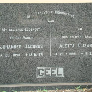 GEEL Johannes Jacobus 1893-1971 &amp; Aletta Elizabeth 1898-1976