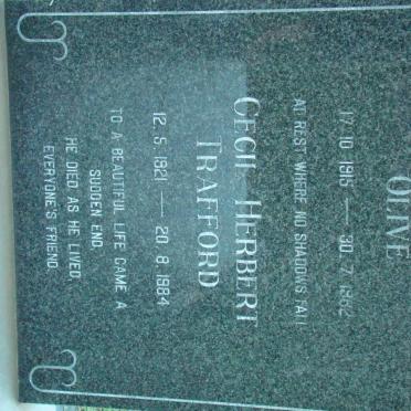 GROBLER Cecil Herbert Trafford 1921-1984 &amp; Olive 1915-1962