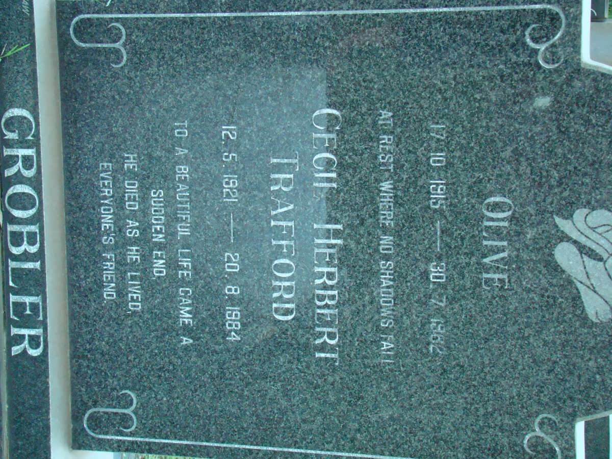 GROBLER Cecil Herbert Trafford 1921-1984 &amp; Olive 1915-1962