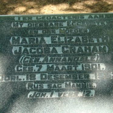 GRAHAM Maria Elizabeth Jacoba nee ANNANDALE 1901-1952