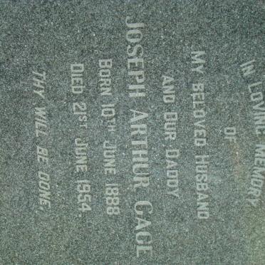 GAGE Joseph Arthur 1888-1954