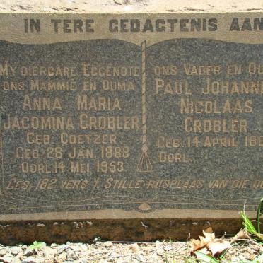 GROBLER Paul Johannes Nicolaas 1885- &amp; Anna Maria Jacomina COETZER 1888-1953