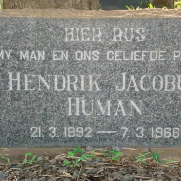 HUMAN Hendrik Jacobus 1892-1966