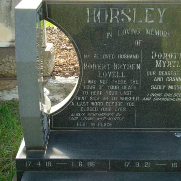 HORSLEY Robert Bryden Lovell 1818-1986 &amp; Dorothy Myrtle 1921-1987