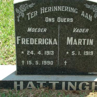 HATTINGH Martin 1919- &amp; Fredericka 1913-1990