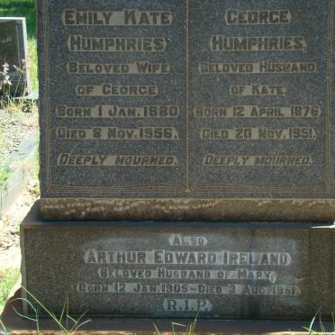 HUMPHRIES George 1876-1951 &amp; Emily Kate :: IRELAND Arthur Edward 1905-1951