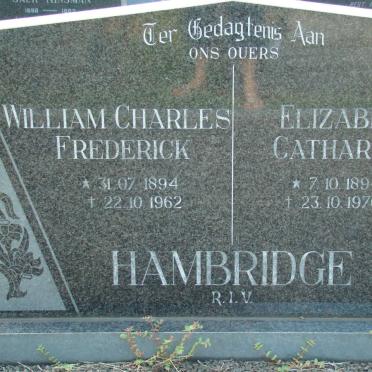 HAMBRIDGE William Charles Frederick 1894-1962 &amp; Elizabeth Catharina 1894-1976
