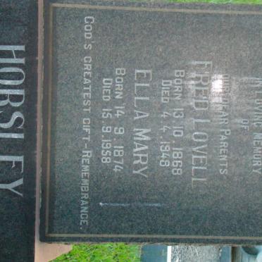 HORSLEY Fred Lovell 1868-1948 &amp; Ella Mary 1874-1958