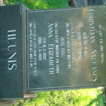 HEUNIS Christiaan Stefanus 1903-1967 &amp; Anna Elizabeth 1903-1989