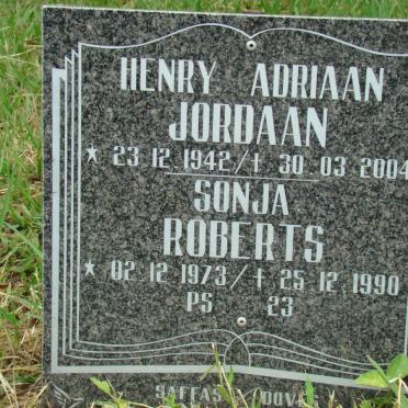 JORDAAN Henry Adriaan 1942-2004 :: ROBERTS Sonja 1973-1990