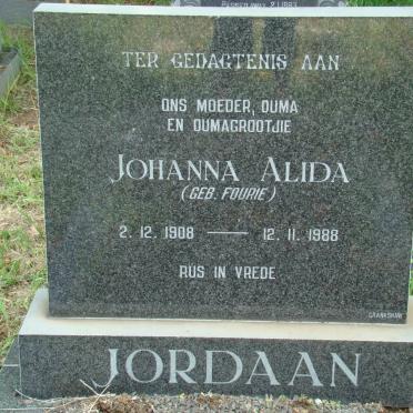 JORDAAN Johanna Alida nee FOURIE 1908-1988
