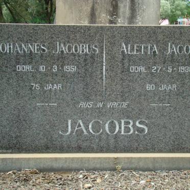 JACOBS Johannes Jacobus -1951 &amp; Aletta Jacoba -1938