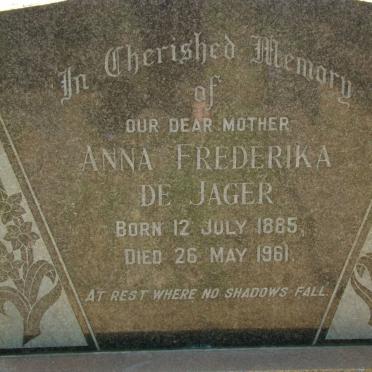 JAGER Anna Frederika, de 1885-1961