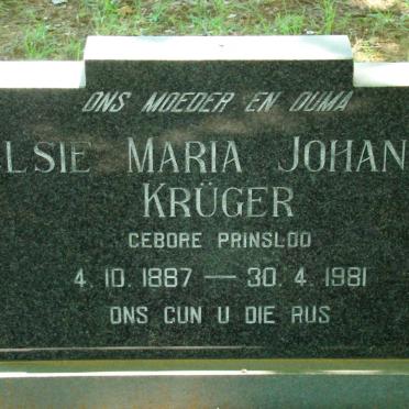 KRÜGER Elsie Maria Johanna nee PRINSLOO 1887-1981