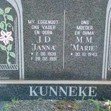 KUNNEKE J.D. 1939-1991 &amp; M.M. 1943-
