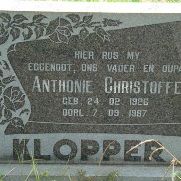 KLOPPER Anthonie Christoffel 1926-1987