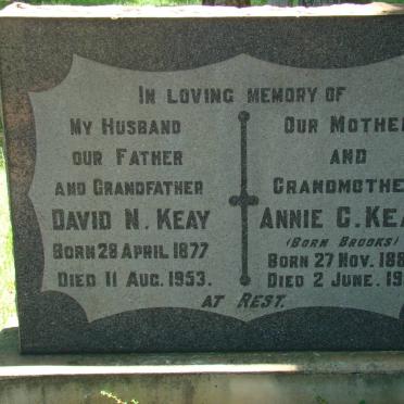 KEAY David N. 1877-1953 &amp; Annie C. BROOKS 1886-1959