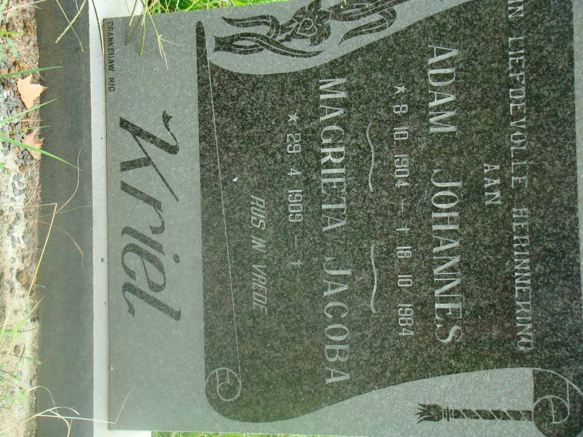 KRIEL Adam Johannes 1904-1984 &amp; Magrieta Jacoba 1909-