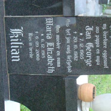 KILIAN Jan George 1905-1982 &amp; Maria Elizabeth 1915-2000