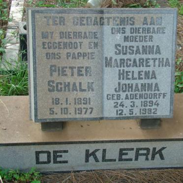 KLERK Pieter Schalk, de 1891-1977 &amp; Susanna Margaretha Helena Johanna ADENDORFF 1894-1982
