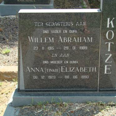 KOTZE Willem Abraham 1915-1989 &amp; Anna Elizabeth 1923-1990