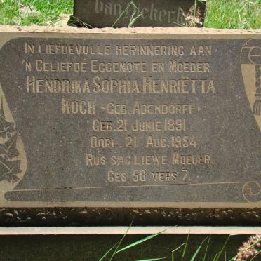 KOCH Hendrika Sophia Henriëtta nee ADENDORFF 1891-1954
