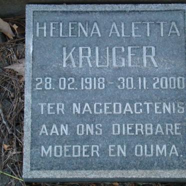 KRUGER Helena Aletta 1918-2000