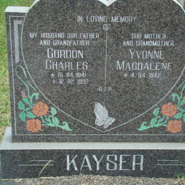 KAYSER Gordon Charles 1941-1992 &amp; Yvonne Magdalene 1942-