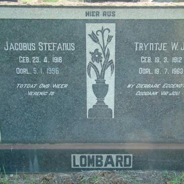 LOMBARD Jacobus Stefanus 1916-1996 &amp; Tryntje W.J. 1912-1963