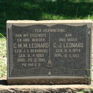 LEONARD C.J. 1874-1963 &amp; C.M.M. JANSE VAN RENSBURG 1883-1961