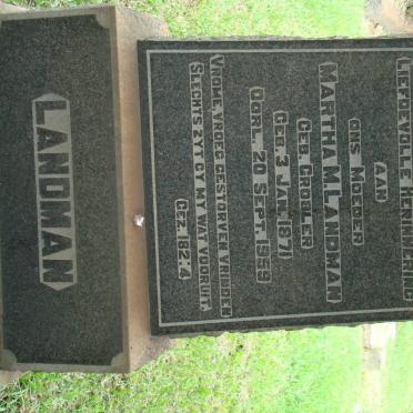 LANDMAN Martha M. nee GROBLER 1871-1959