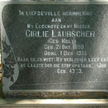 LAUBSCHER Girlie nee MOLL 1890-1955