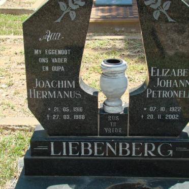 LIEBENBERG Joachim Hermanus 1916-1988 &amp; Elizabeth Johanna Petronella 1922-2002