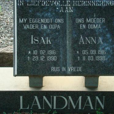 LANDMAN Izak 1916-1990 &amp; Anna 1916-1998