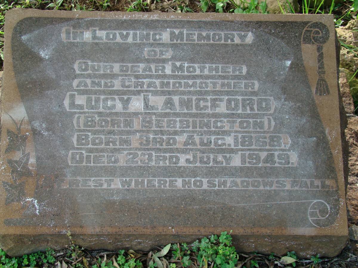 LANGFORD Lucy nee BEBBINGTON 1868-1949
