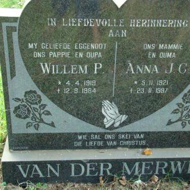 MERWE Willem P., van der 1919-1984 &amp; Anna J.C. 1921-1997