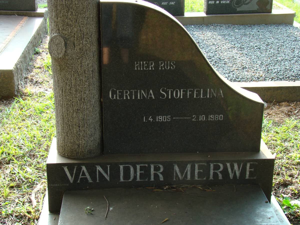 MERWE Gertina Stoffelina, van der 1905-1980