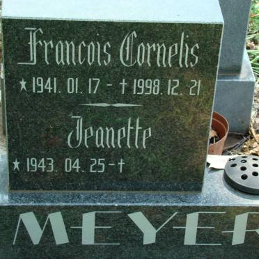MEYER Francois Cornelis 1941-1998 &amp; Jeanette 1943-