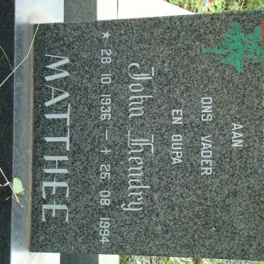 MATTHEE John Hendry 1936-1994