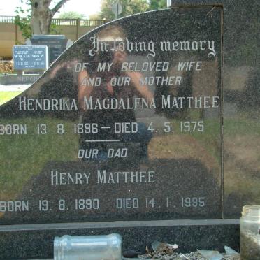 MATTHEE Henry 1890-1985 &amp; Hendrika Magdalena 1896-1975