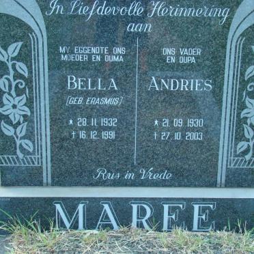 MAREE Andries 1930-2003 &amp; Bella ERASMUS 1932-1991