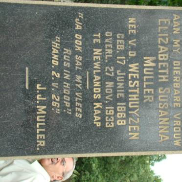 MULLER Elizabeth Susanna nee V.D. WESTHUIZEN 1868-1933