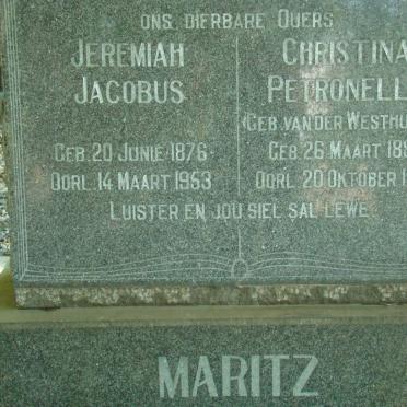 MARITZ Jeremiah Jacobus 1876-1953 &amp; Christina Petronella VAN DER WESTHUIZEN 1889-1954