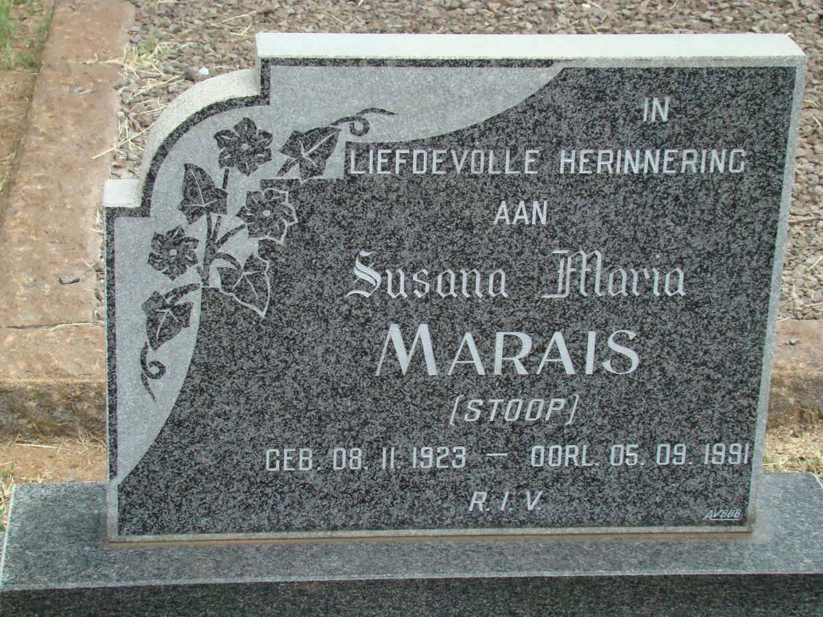 MARAIS Susanna Maria nee STOOP 1923-1991