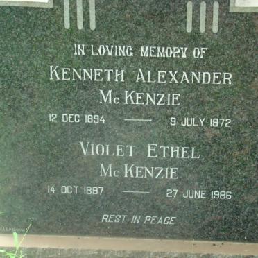 McKENZIE Kenneth Alexander 1894-1972 &amp; Violet Ethel 1897-1986