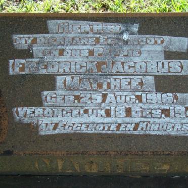 MATTHEE Fredrick Jacobus 1916-1948