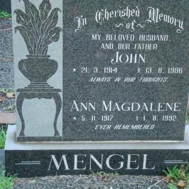 MENGEL John 1914-1986 &amp; Ann Magdalene 1917-1992