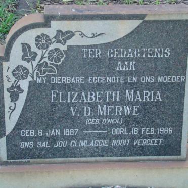 MERWE Elizabeth Maria, van der nee O'NEIL 1887-1966