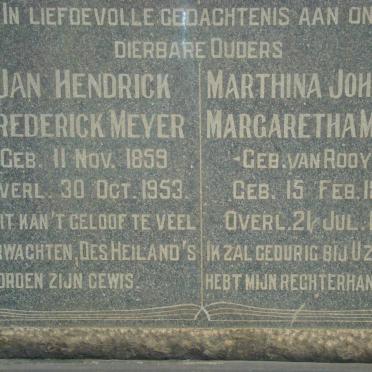MEYER Jan Hendrick Frederick 1859-1953 &amp; Marthina Johanna Margaretha VAN ROOYEN 1868-1954